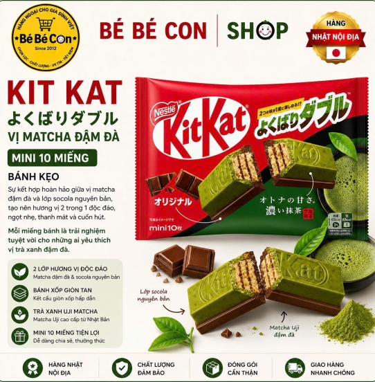 🍵 KitKat Trà Xanh Matcha – Chuẩn Vị Nhật, Đậm Đà Tinh Tế