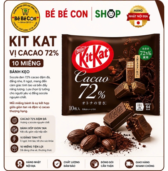 ☕ KitKat Macao 72% 10 Miếng – Đậm Vị Tỉnh Táo Cho Dân Văn Phòng