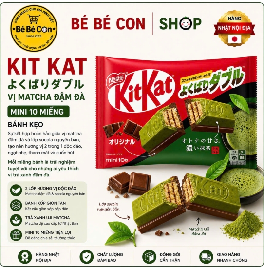 🍵 KitKat Trà Xanh Matcha – Chuẩn Vị Nhật, Đậm Đà Tinh Tế