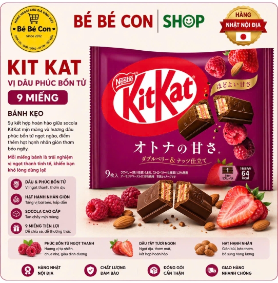 🌹 Bánh KitKat Dâu Phúc Bồn Tử Vị Độc Bản