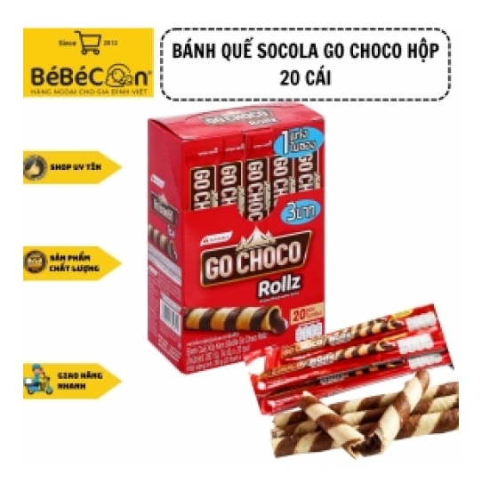 Bánh quế Socola Go Choco Rollz hộp giấy đỏ 320g